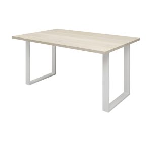 Mesa de madera de pino con patas de forja cuadradas